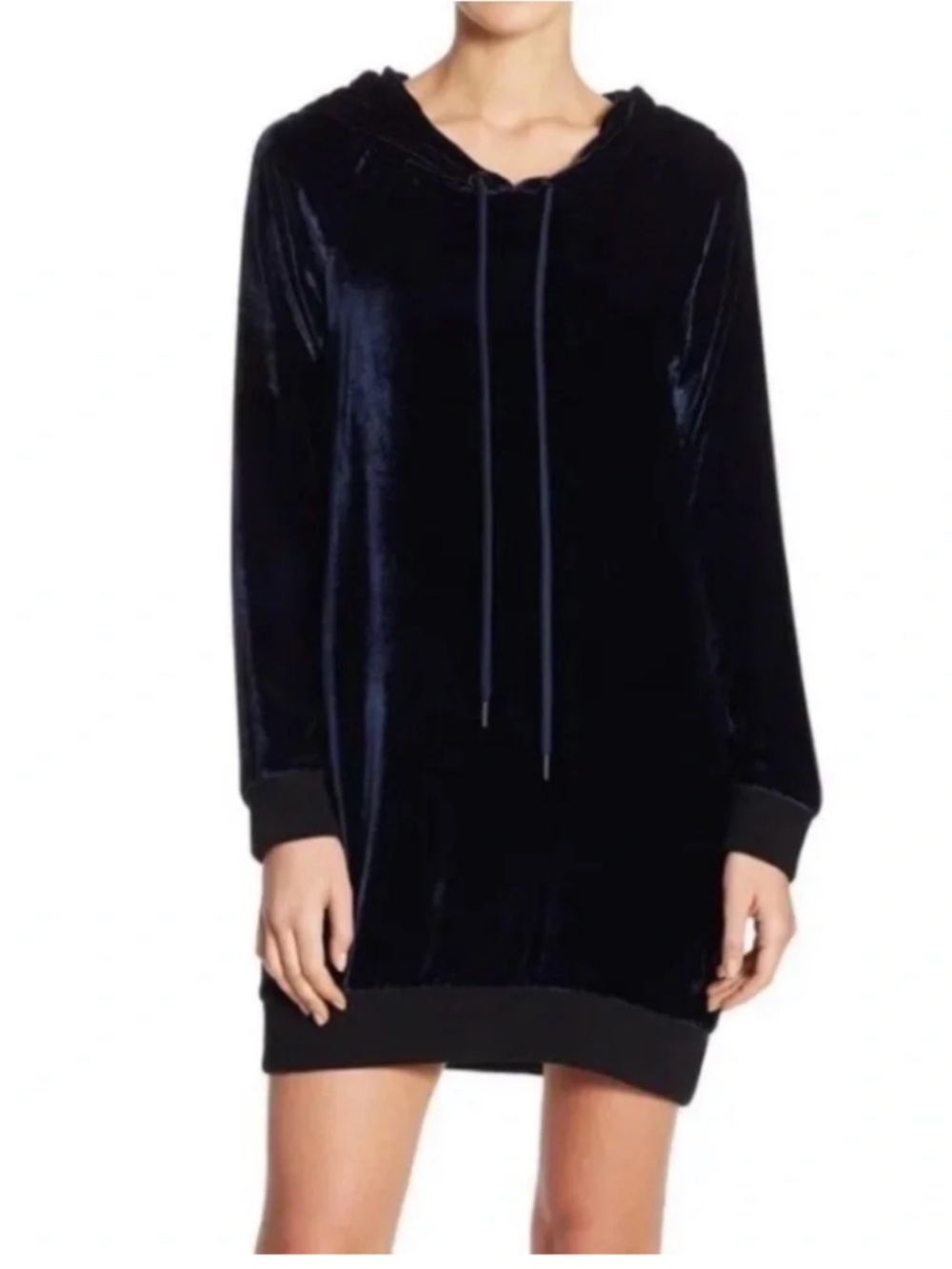 Alice + Olivia Black Velvet Hoodie Dress - S 🌟